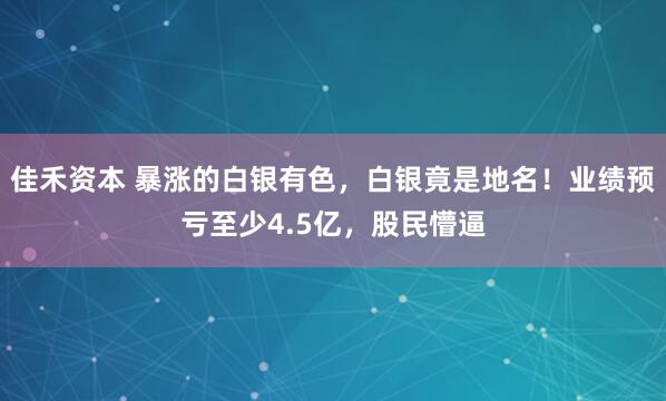 佳禾资本 暴涨的白银有色，白银竟是地名！业绩预亏至少4.5亿，股民懵逼