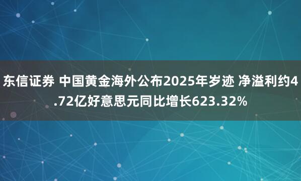 东信证券 中国黄金海外公布2025年岁迹 净溢利约4.72亿好意思元同比增长623.32%