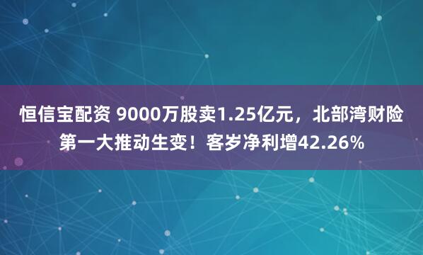 恒信宝配资 9000万股卖1.25亿元，北部湾财险第一大推动生变！客岁净利增42.26%